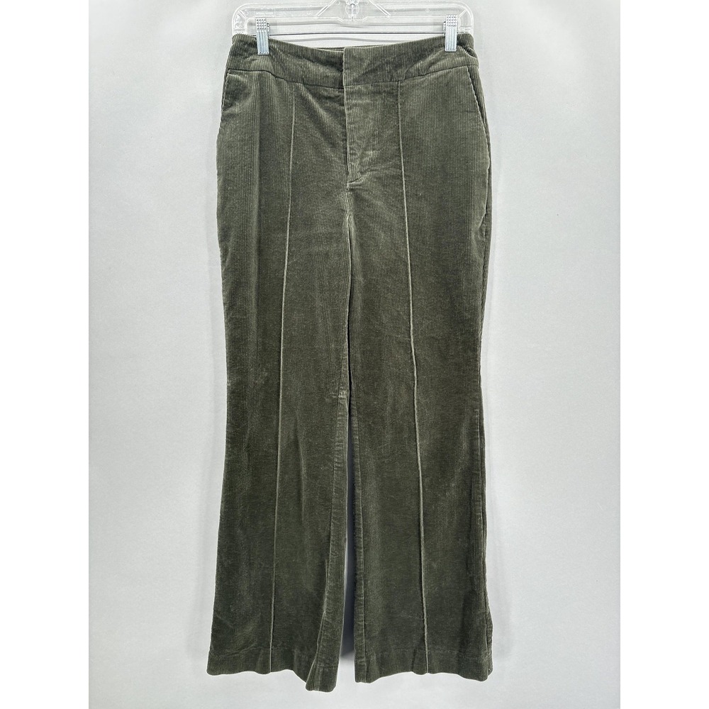 Avec Les Filles‎ Pants Womens Small Green Corduroy Straight Leg Stretch Dressy